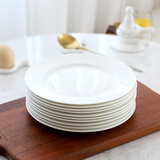 瓷侠客纯白色骨瓷西餐盘碟子超大盘子酒店用品餐具摆台圆平盘 7英寸平盘小凉菜盘（十个装）
