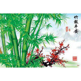 ZSTO山水风景画客厅装饰画年画办公室墙贴餐厅贴画纸画中式海报带瀑布 B8397 竹报平安 65厘米X95厘米无框画 备注型号