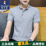 啄木鸟官方品牌短袖T恤男夏季POLO中青年上衣服休闲翻领舒适体恤上衣 A347-T153浅灰 XL (130斤-145斤)