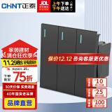 正泰（CHNT） 开关插座面板118型墙壁电源插座 NEW5C模块 深灰色 三开单控（宽72mm）模块