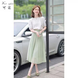 可茵（Keyin）连衣裙套装女2025新款夏季女装小香风仙女裙女神范中长款百褶裙子 上衣+裙子 XL