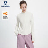 Navigare意大利小帆船女半开领长袖T恤修身保暖打底皮肤衣2335045501白M