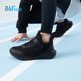 361°儿童运动鞋跑鞋男女童(3-12岁)防撞鞋头密网休闲跑鞋碳黑35