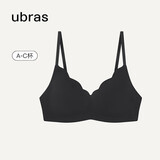 ubras花瓣杯软支撑文胸罩细肩带女士内衣女无钢圈聚拢送礼黑-背勾XL