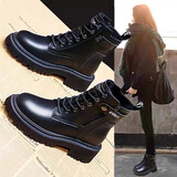 昌祥回力马丁靴女英伦风2025新款秋冬加绒小个子增高厚底短靴复古机车靴女 黑色加绒（专柜品质） 36 （标准尺码）