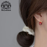 皇家莎莎925银相思豆耳扣气质高级感红色球球仿珍珠耳环耳饰 俏红豆金色B款