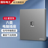 FDD国际电工六类6类网络插座面板电脑网口86暗装网线盒千兆插口电话电视插座 电脑【六类】灰色