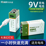海科盛9V充电电池Type-C快充锂电池6F22大容量适用于无线话筒万用表吉他麦克风 2节730毫安电池 type-c快充【无需充电器】