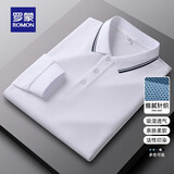 罗蒙（ROMON）翻领冰丝长袖T恤衫男士春夏新款商务休闲POLO高端凉感上衣爸爸装 白色 【长袖】 XL 175 （适合130-155斤）