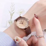 聚利时（Julius）品牌复古简约情侣皮带手表大小表盘男女款生活防水石英腕表JA-814 咖色小款