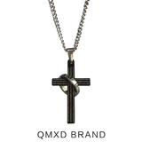 QMXD十字架项链男潮韩版嘻哈男士吊坠钛钢简约时尚锁骨链百搭送男友