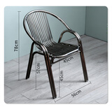 304加厚不锈钢椅子靠背椅家用单人扶手休闲座椅户外坐椅餐椅凳子 25双管椅黑钛304特厚款