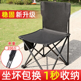 九千谷 折叠椅便携式靠背椅钓鱼凳小马扎折叠凳户外露营写生椅 黑色1788