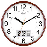 康巴丝（Compas）挂钟走时客厅办公室钟表挂墙简约创意时钟时尚石英钟现代挂表 c3221Y日历咖木(23*23cm)