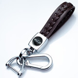 七影汽车钥匙扣车用男防丢挂绳女士皮绳腰挂个性创意简约车钥匙链 黑色皮绳+银色扣【别克】