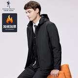 与狼共舞【加绒防风】连帽夹克男可拆卸帽2025秋冬新款男士休闲外套1025 黑色001-加绒 XL (180)