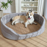 华元宠具（hoopet）狗窝四季通用狗床中大型犬睡觉可拆洗宠物狗垫子小狗狗窝夏季凉席 灰色窝+凉席【清爽透气】新款 S 47*35*17 推荐10斤内