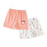 布瑞熊女宝宝短裤纯棉夏季薄款儿童五分短裤休闲外穿婴儿2025夏装新款 粉色小兔(2条装) 90 CM 两用裆可开裆