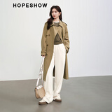 红袖超好看风衣春秋季2025新款女装宽松垂感双排扣翻领大气流行长外套 卡其038 S