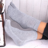 新帅【5双装】日本二趾袜子男士木屐袜吸汗透气运动中筒分趾袜男二指头脚趾棉袜 浅灰5双