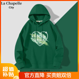 La Chapelle City拉夏贝尔连帽卫衣女早秋2024年新款宽松舒适休闲简约百搭学生上衣 2024秋款：墨绿-拉夏绿笔1刷 XL（建议120-135斤）