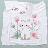 格鲁格（GRUG）Grug 婴儿夏凉被 竹纤维宝宝冰丝盖毯空调被毯午睡盖肚子睡毯 花朵猫咪 竹棉款 110*110cm