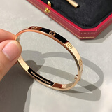 高版本卡地同款LOVE手镯情侣男女宽版亚满天星简约时尚手环不掉色 玫瑰金手镯 20