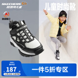 Skechers斯凯奇男女童棉鞋儿童雪地靴冬季厚实保暖中帮大童二棉鞋8701648L 鞋口加绒/白色/黑色/WBK 36码