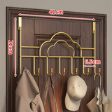 无不为门后挂钩免打孔门上挂衣架高端纯铜卧室厨房门上收纳架挂架衣帽钩 云朵挂门款7钩【金色】两个装