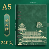 ujia 活页本国潮镂空笔记本本子高颜值故宫文创古风皮面本文具商务会议记录本企业可定制 墨绿