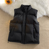 佐优尚秋冬季韩版棉马甲男女立领棉服宽松加厚坎肩背心保暖马夹百搭外套 黑色 3XL建议145-165斤