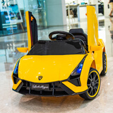 爱童婴儿童电动车1-4岁四轮小汽车可坐人遥控婴儿小孩玩具车宝宝童车 旗舰黄色+四驱12V+蓝牙+皮座 支持APP+带遥控器+自驾+摇摆