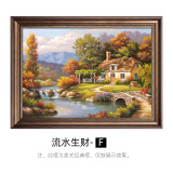 罗丹花园美式风景流水生财油画风聚宝盆客厅装饰画世界名画玄关走廊挂画 流水生财F 70*50