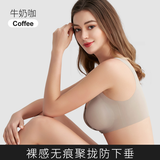 摩登孕妈哺乳文胸夏季无钢圈一片式孕妇内衣怀孕期一片式冰丝舒适胸罩薄款 8888牛奶咖 XL