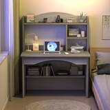 木匠印记电脑桌简约家用卧室书桌书架一体电脑桌床头桌学生床边学习桌 莫兰迪灰色 80cm