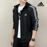 Adidas阿迪达斯男装春季新款运动服休闲户外连帽梭织风衣夹克外套IM8806 IB0378-黑色/经典单层 L /180/100A