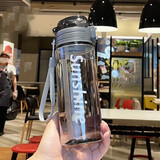 御驾道（YUJIADAO） 男女学生运动太空杯大容量弹跳盖鸭嘴吸管杯耐热塑料水杯 绅士黑600毫升