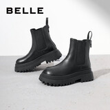 百丽（Belle）厚底烟筒靴女英伦风切尔西靴X2G2DDD3 黑色-单里 36 (230mm)