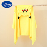 迪士尼（Disney）新生婴儿浴巾儿童带帽比纯棉吸水柔软浴袍洗澡珊瑚绒婴儿披风斗篷 黄皮卡丘【90*150】6-12岁