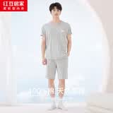 红豆居家睡衣男夏季纯棉运动云感男士家居服套装浅麻灰175/96A