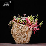 花目蓝（HUAMULAN） 创意多肉植物石头花盆 简约欧式仿青石肉肉盆栽 陶瓷花盆 个性复 款3-长14.5*宽9*高14cm