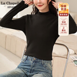 La Chapelle Sport拉夏贝尔加厚打底衫女秋冬季羊毛蚕丝亲肤舒适半高领长袖内搭女装 黑色 L /165(推荐120-140斤)