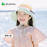 SHUKIKU儿童防晒帽防紫外线可调节太阳帽遮阳帽透气渔夫帽 薄荷小象 M码