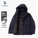 U.S. POLO ASSN.羽绒服男商务休闲保暖冬季外套男士高端连帽短款上衣