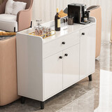 柯诺苏茶水柜餐边柜子储物柜客厅靠墙置物柜轻奢茶柜置物架收纳柜备餐柜 【三门一抽】暖白色90*30*84·