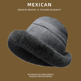 稻草人帽子女秋冬季加绒加厚保暖毛绒渔夫帽时尚护耳包头盆帽新款 【灰色】毛绒保暖 均码