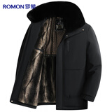 罗蒙棉服男士冬季加厚保暖外套棉衣爸爸装棉袄上衣男装袄子可脱卸毛领