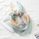 杭丝路真丝丝巾女围巾桑蚕丝外搭珍珠纱领巾生日妈妈实用礼物轻描浅蓝