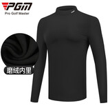 PGM 新品 男士加绒打底衫 高尔夫服装 保暖长袖T恤 YF388-黑色【磨绒内里】 XL