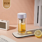 富光玻璃杯女双层隔热迷你小号容量透明花茶水杯子 紫色230ml